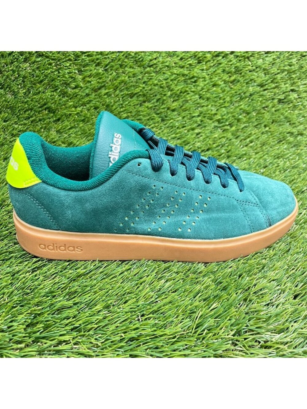 Adidas Advantage 2.0 Mens Size 6.5 Green Gum Athletic Suede Shoes Sneakers